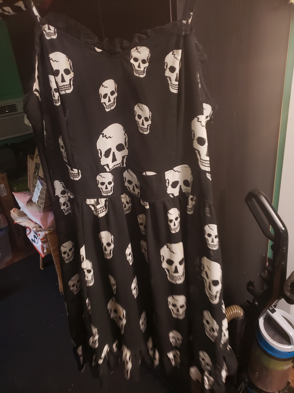 Royal Bones Black and White Skull Dress Stained